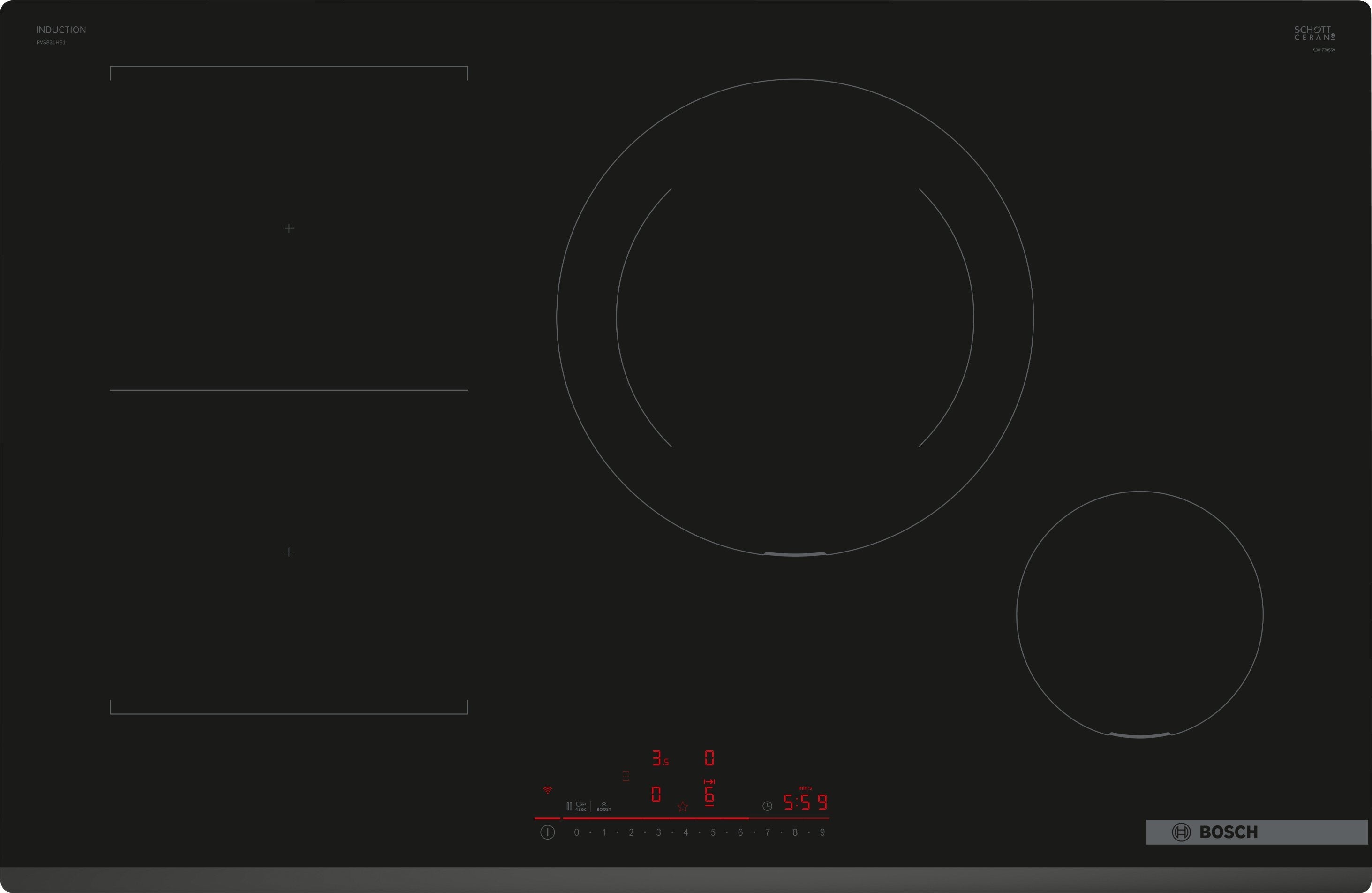 EAN 4242005394371 - Bosch Serie 6 PVS831HB1E hobs Negro Integrado 80 cm Con placa de inducción 4 zona(s) imagen 1