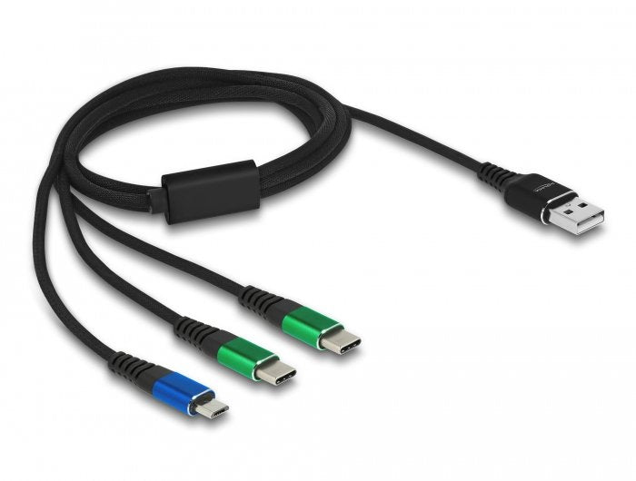 Delock Usb Ladecable 3 In 1 Typ-A Zu Micro Usb 2 X Usb Type-C 1 M