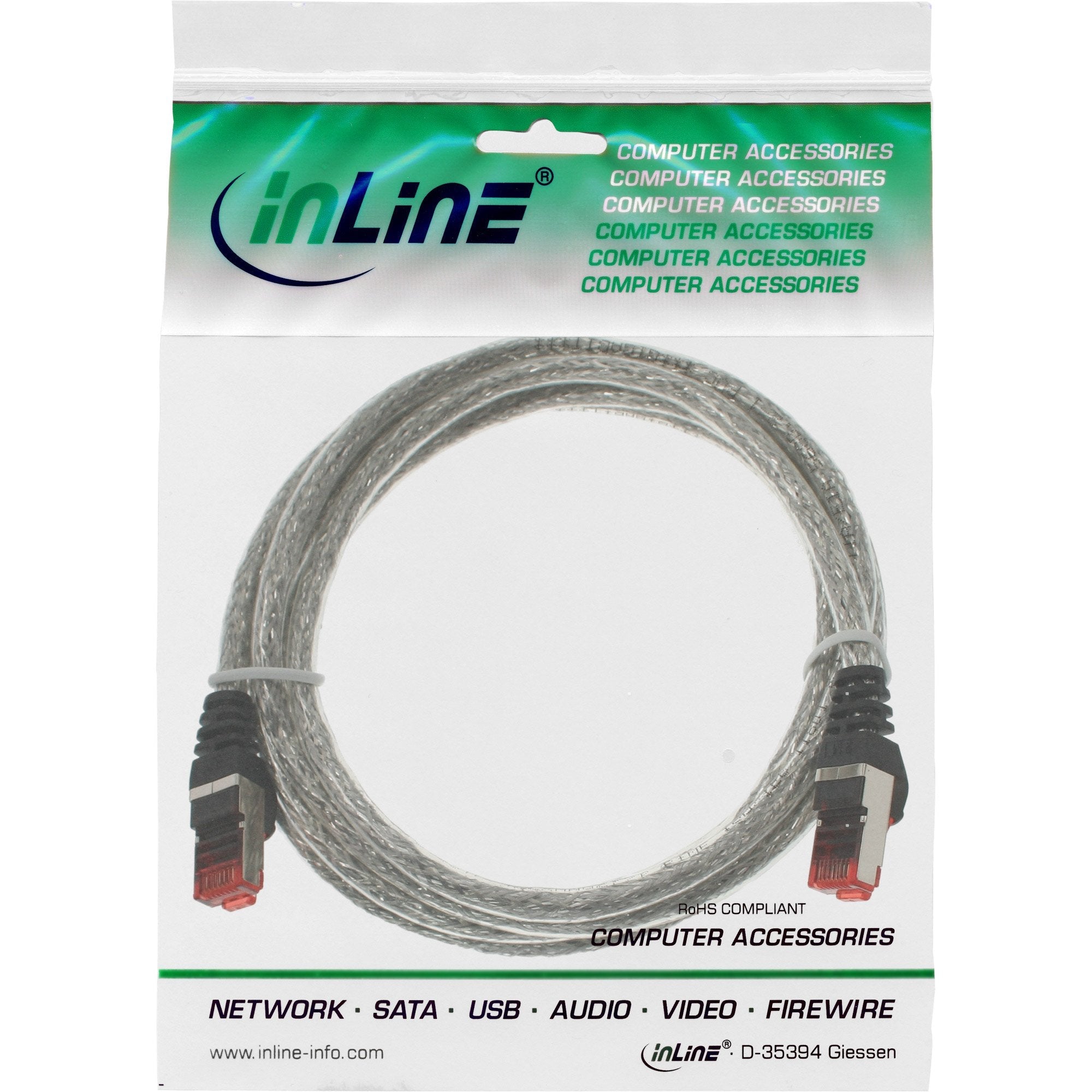 Cable De Red Inline S/Ftp Pimf Cat.6 250mhz Pvc Cobre Transparente 1,5m