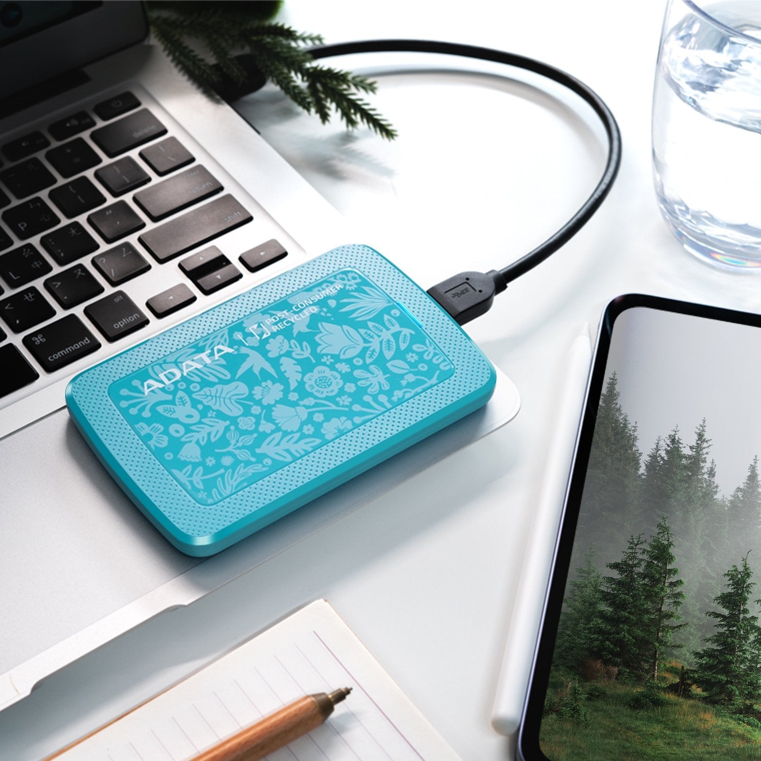 Adata 1tb Hc300 Eco Eco-Friendly External Hard Drive 2.5 Usb 3.2 Ultra-Slim Aes 256-Bit Encryption