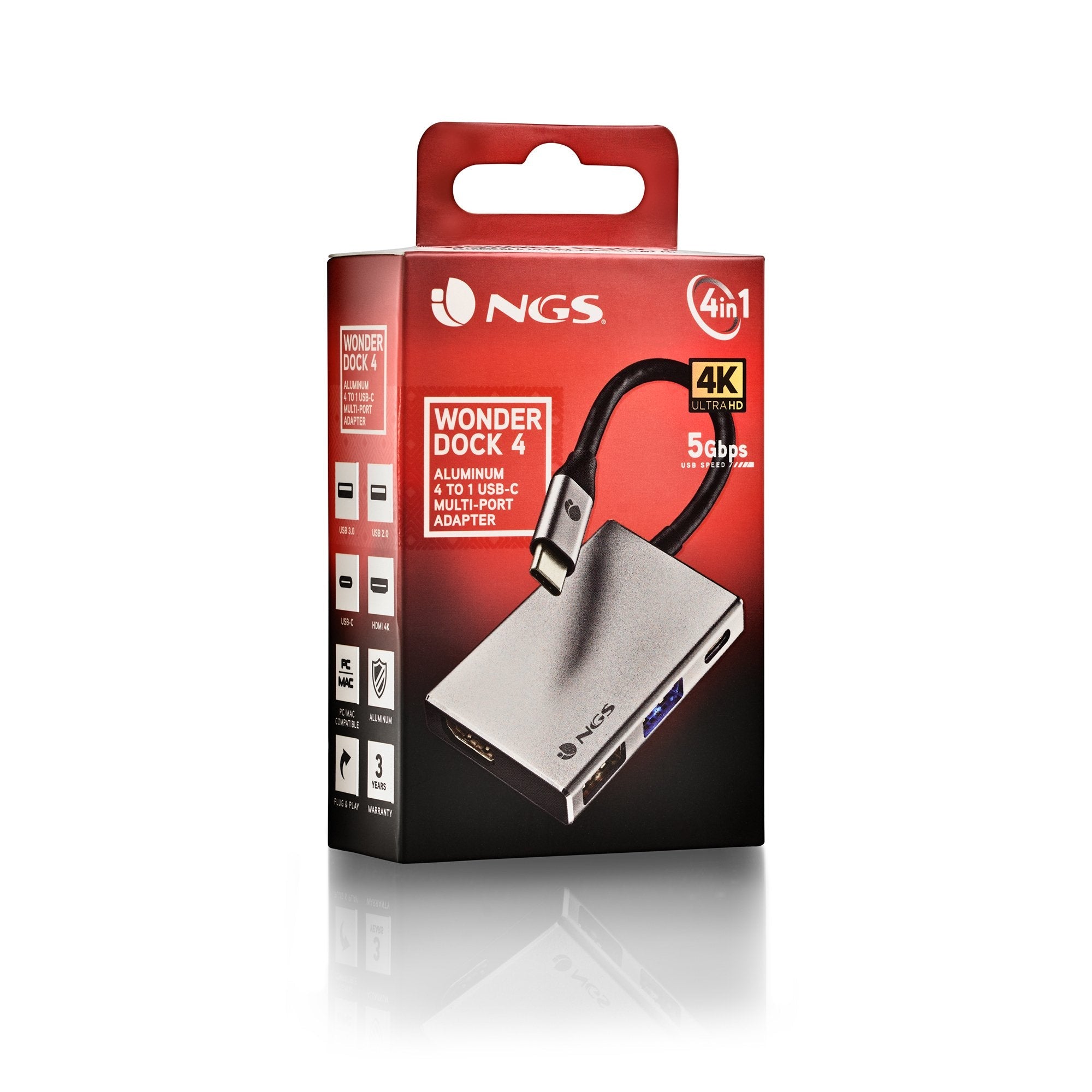 Docking Usb Tipo-C Ngs Wonderdock4 2xusb 1xusb-Tipo-C Pd 1xhdmi Gris