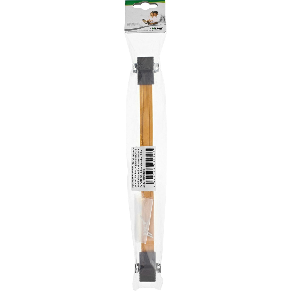Cable Inline Slim Rj45 Para Ventanas/Puertas, 2x Rj45 H/F, 1:1, Sin Blindaje, 0,3 M