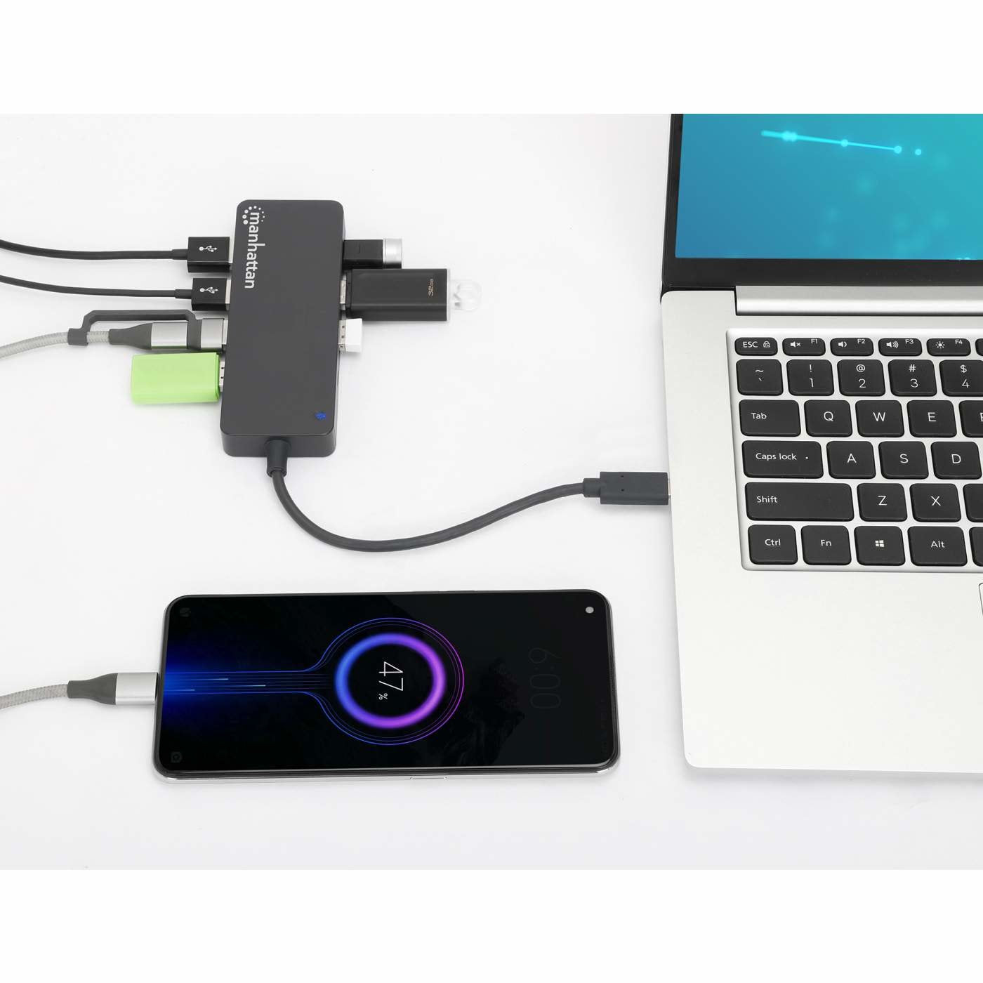 EAN 0766623168410 - Manhattan 168410 hub de interfaz USB Tipo C 5000 Mbit/s Negro imagen 6