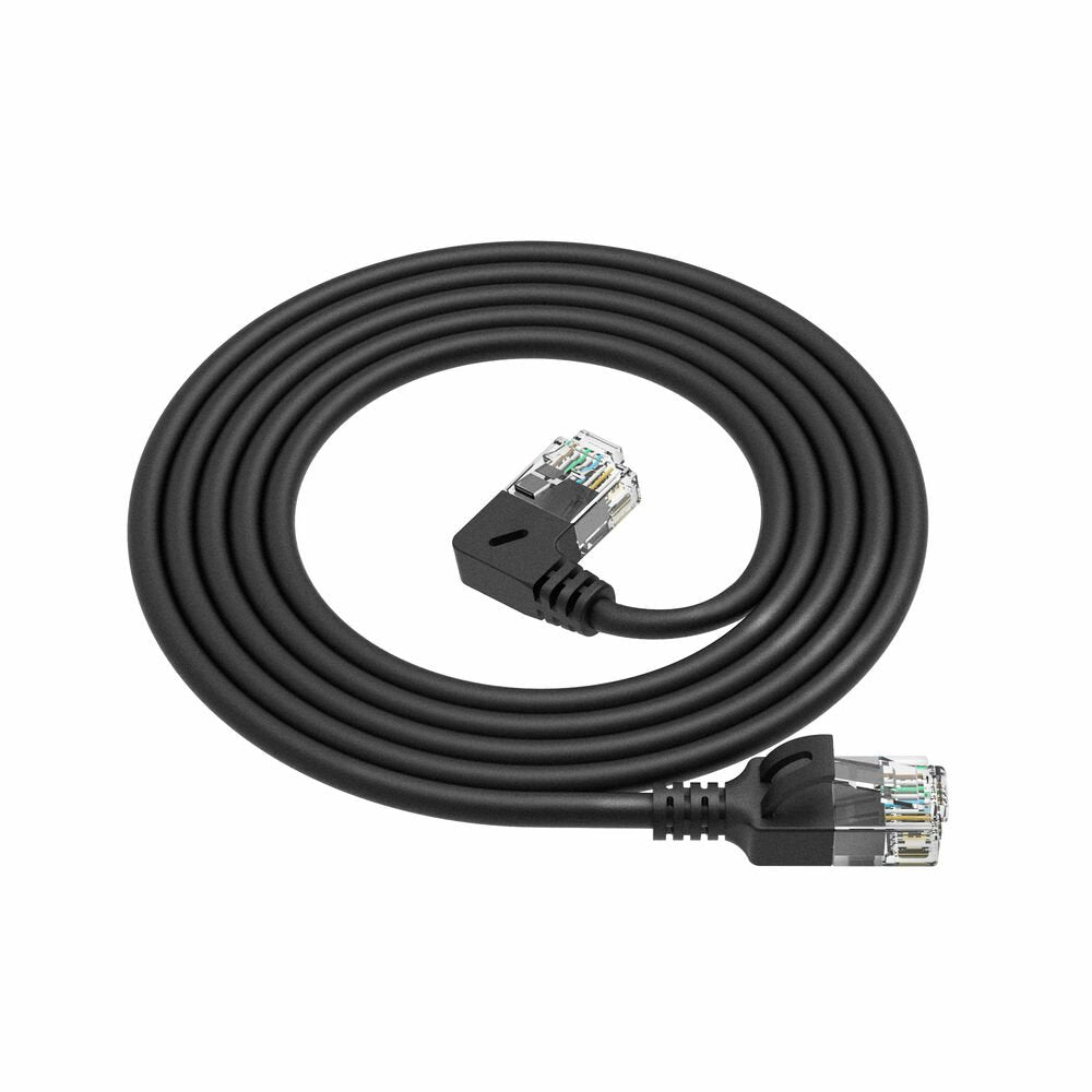Latiguillo Cat 6a, S/Ftp, 1.00 M, Negro, Lszh Slim Conector X 1 Ángulo De 90° Hacia La Izquierda Act