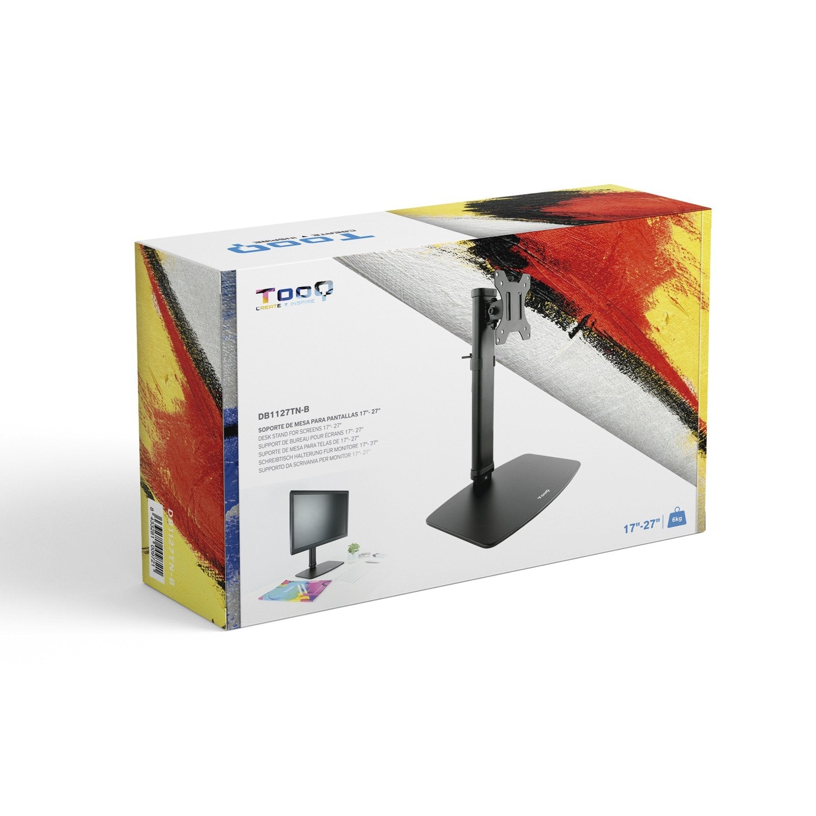 Tooq Soporte De Mesa Para Monitor De 17"-27" - Gestion De Cables - Peso Max 6kg - Vesa 100x100mm - Negro
