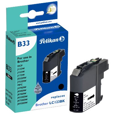 Tinta Pelikan Brother B33 Lc123 Bk Negro Compatible