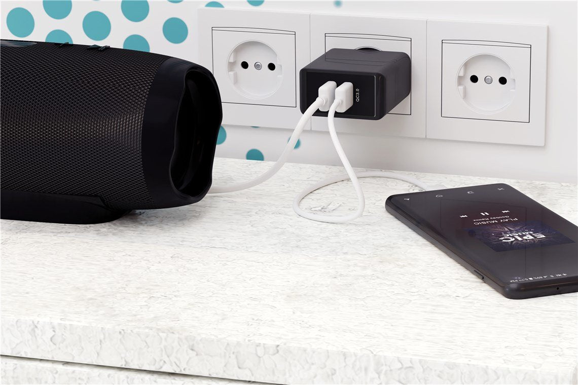 Goobay Cargador Rápido Dual Usb Usb/Qc3.0 28w Negro 44956