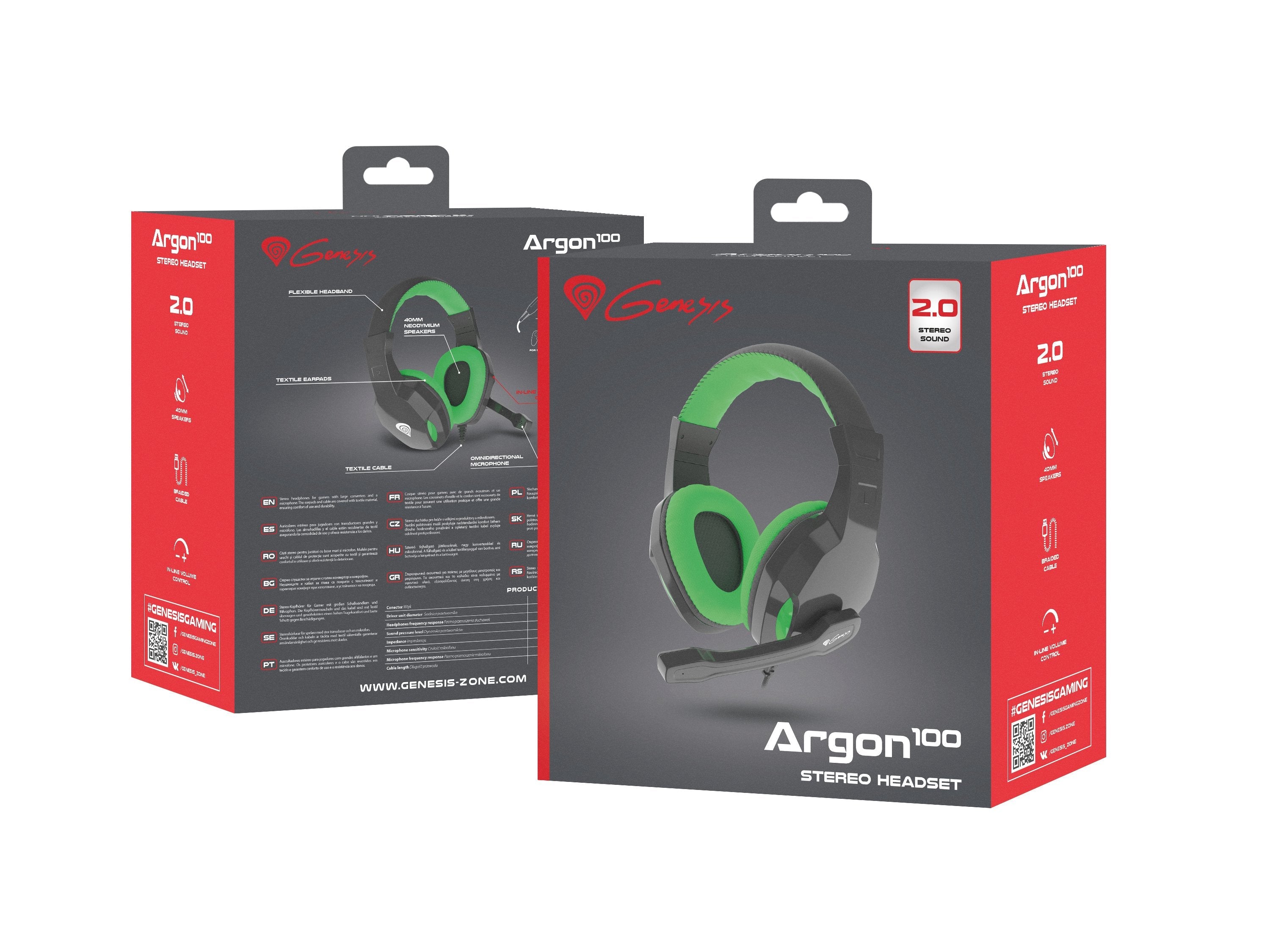 Natec Genesis Argon 100 Auriculares Diadema Negro, Verde
