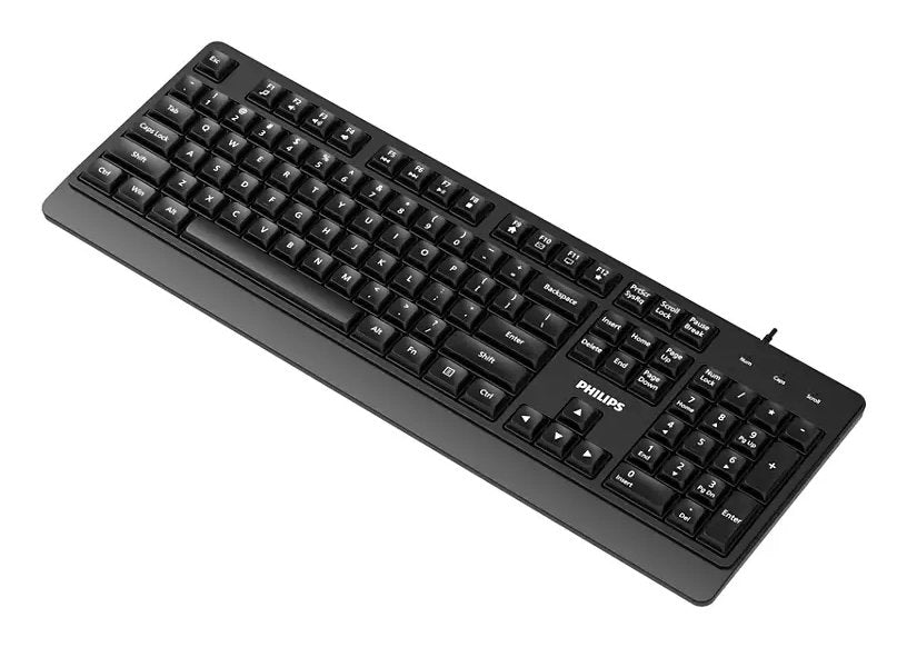 Teclado Philips Spk6247b Con Cable Usb 2.0 Plug And Play Accesos Multimedia Negro Mate Ergonomico