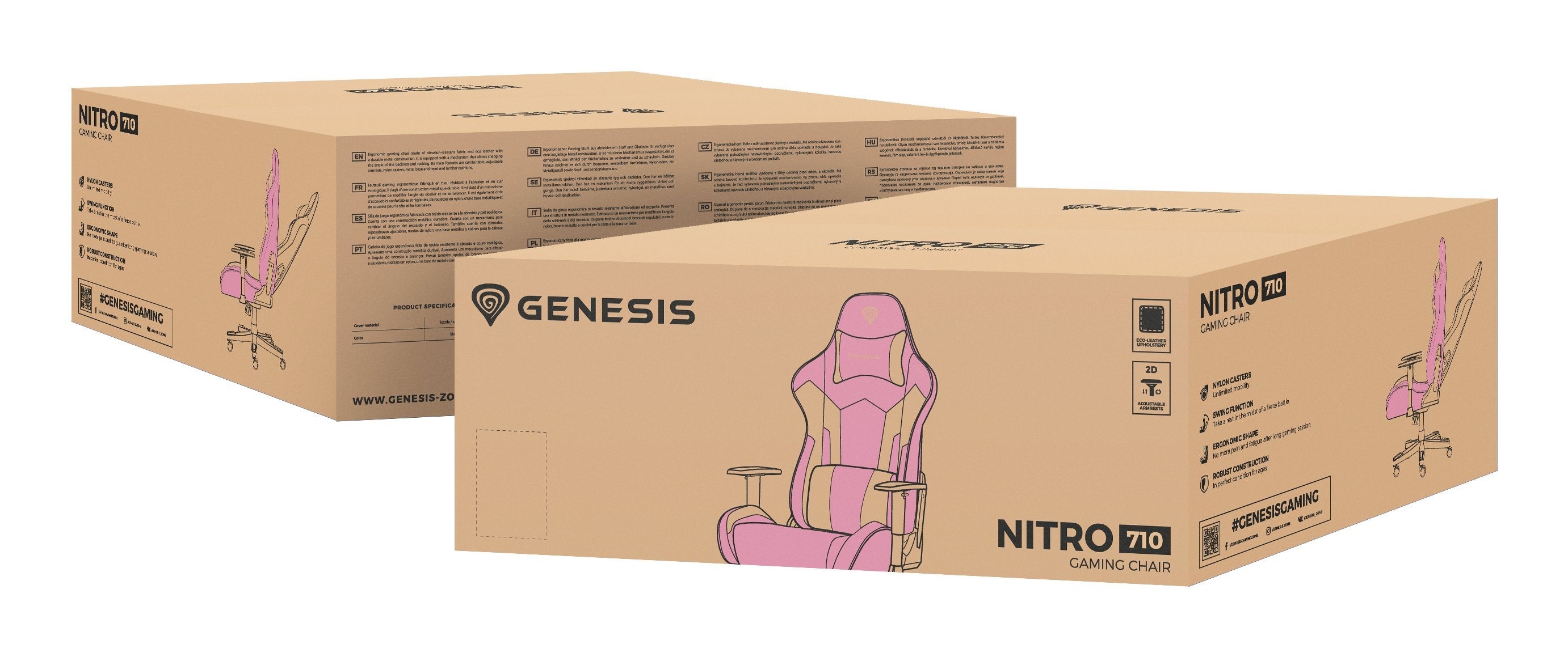 Silla Gaming Genesis Nitro 710 Rosa Blanco