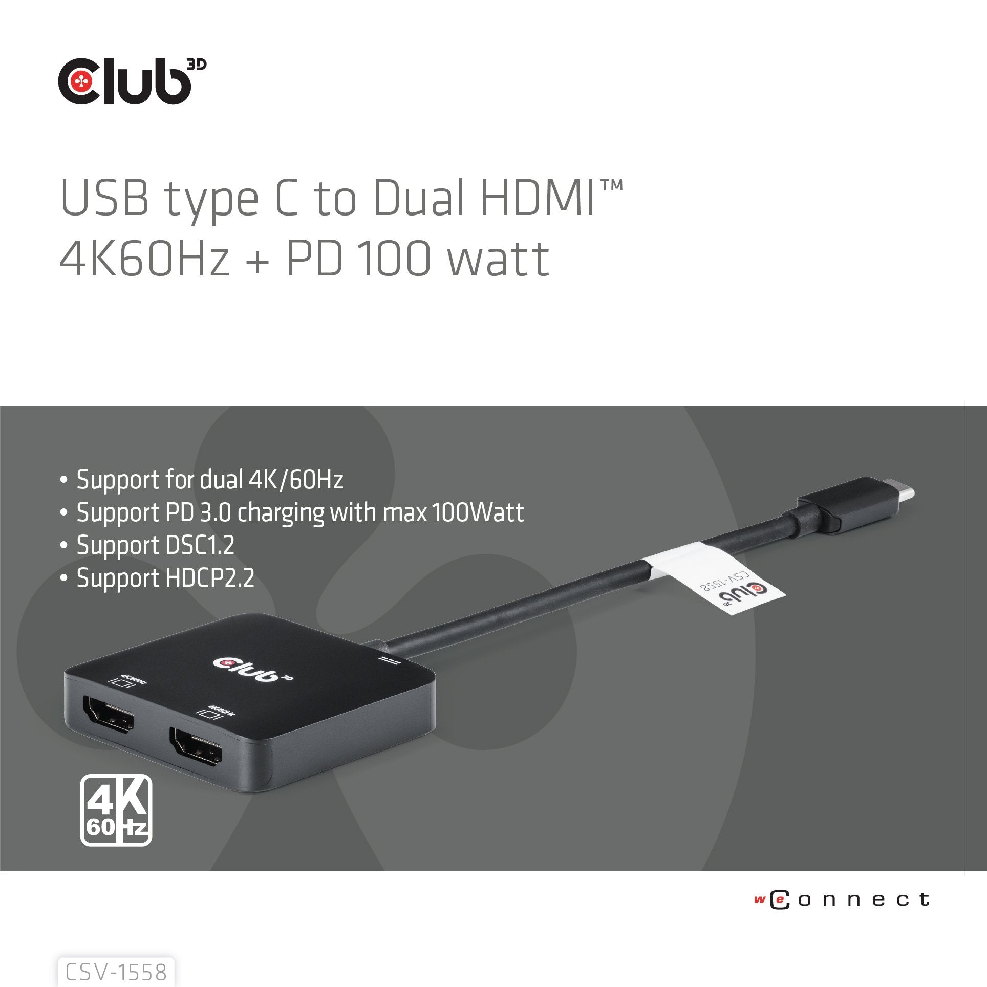 EAN 8719214472979 - CLUB3D CSV-1558 divisor de video USB Tipo C 2x HDMI imagen 2