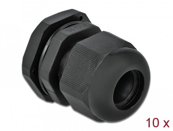 Delock Cableverschraubung Pg16 10 Stück Schwarz