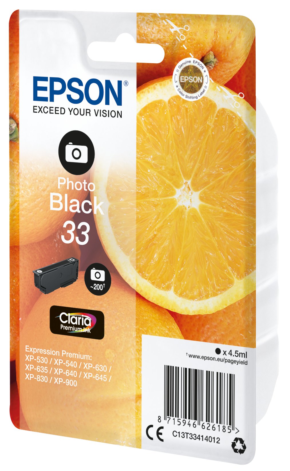 EAN 8715946626192 - Epson Oranges C13T33414022 cartucho de tinta 1 pieza(s) Original Rendimiento estándar Negro imagen 1