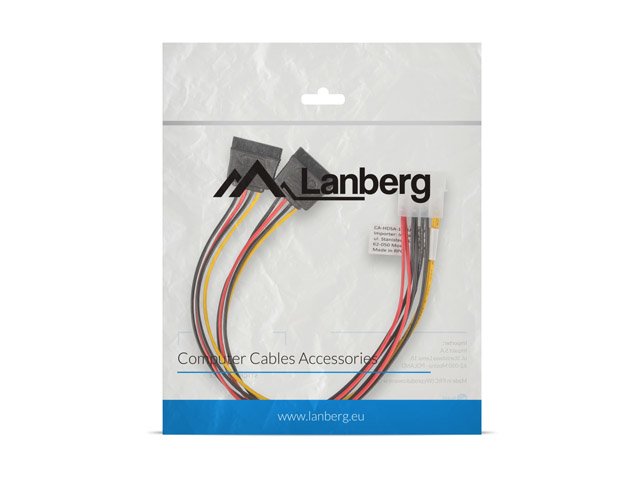 Lanberg Cable Duplicador De Alimentacion Molex Macho A 2x Sata Hembra Ca-Hdsa-11cu-0030 30 CentaâMetros
