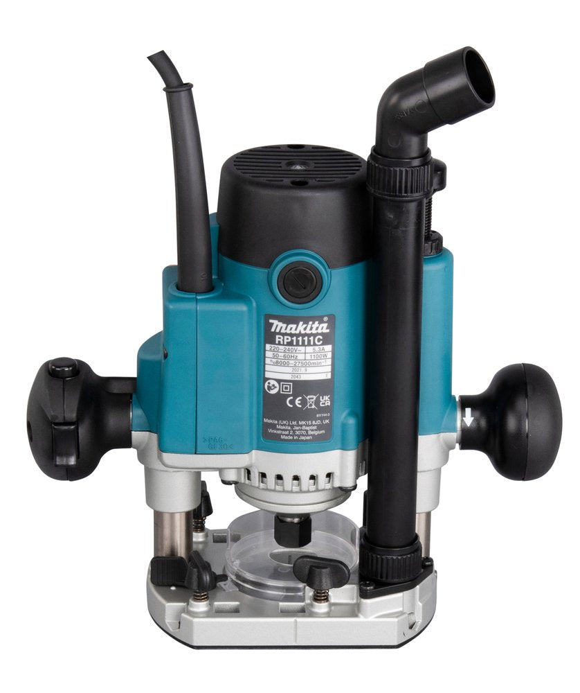 Fresadora Makita Rp1111cjfa Azul/Negro, 1100 W, Tamaño Makpac 3, Incluye Juego De Cortadores De 12 Piezas