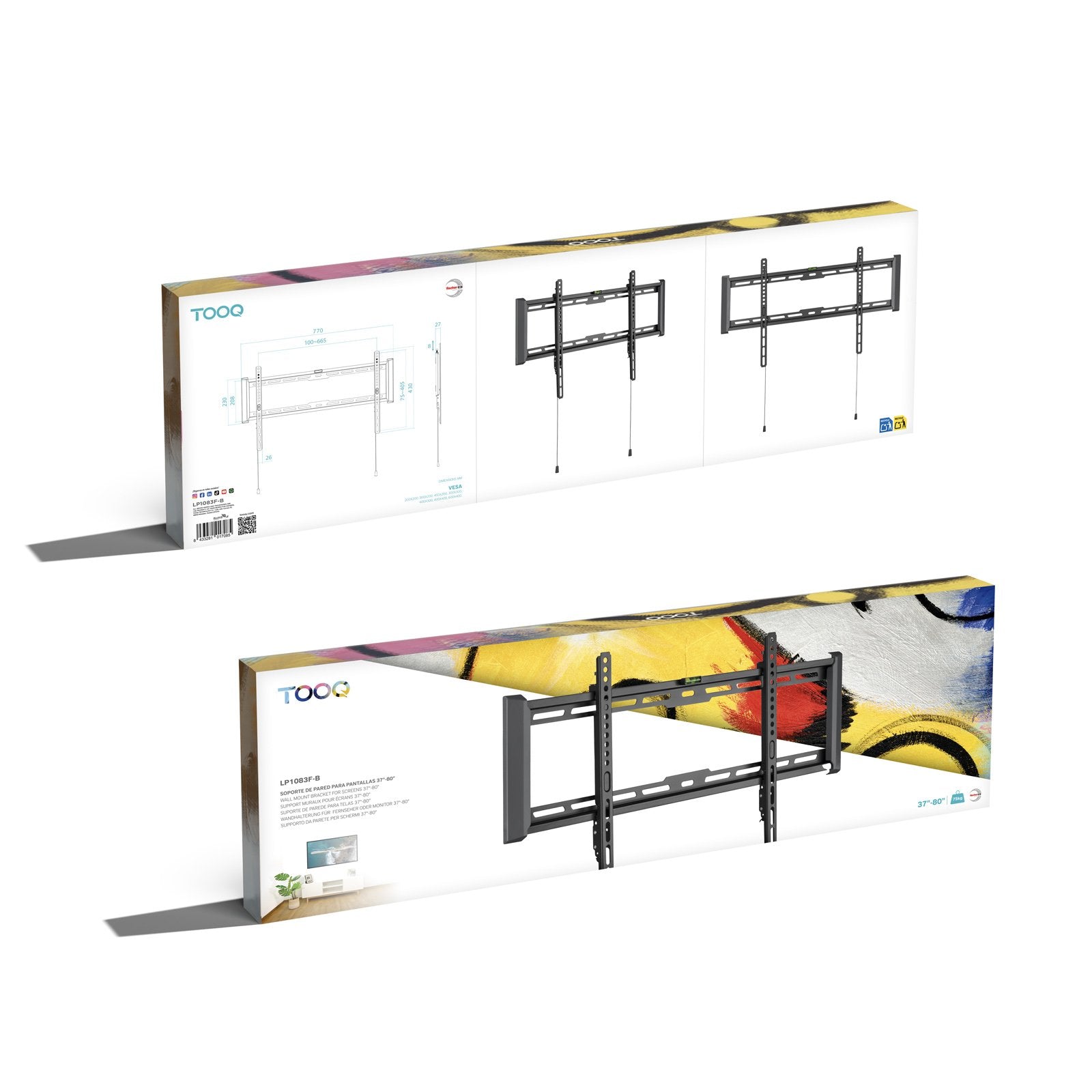 Soporte Fijo Pared Pantallas 37"-80", Negro