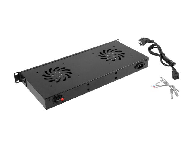 Panel De Ventilación Enracable Lanberg Ak-1502-B Lcd 2 Ventiladores + Termostato 1u Diseñado Para Armarios De 19'(48.26cm)