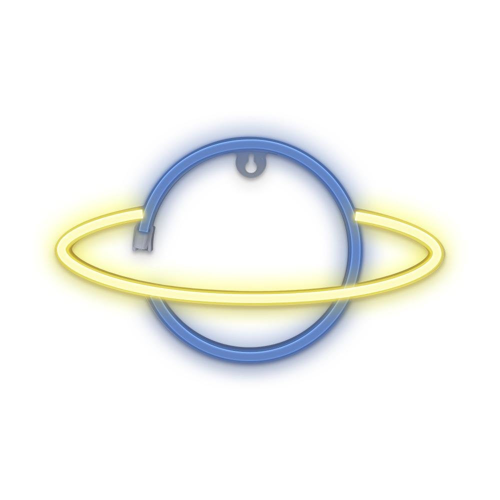 EAN 5900495956170 - Forever Light Neon LED Light SATURN yellow blue Bat + USB FLNE11 Figura iluminada decorativa imagen 1