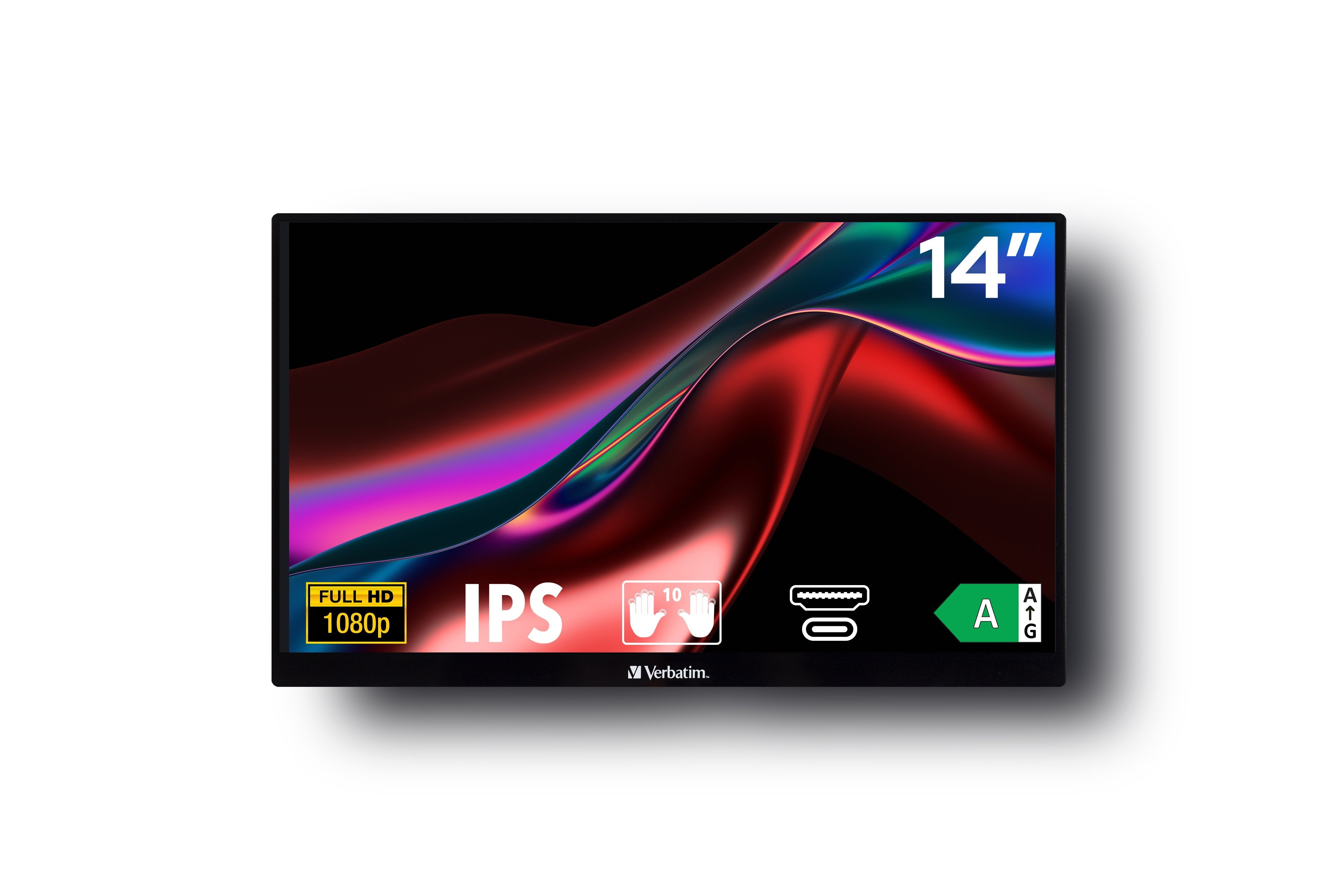 Verbatim Pmt-14 Portable Touchscreen Monitor 14" Full Hd 1080p Metal Housing