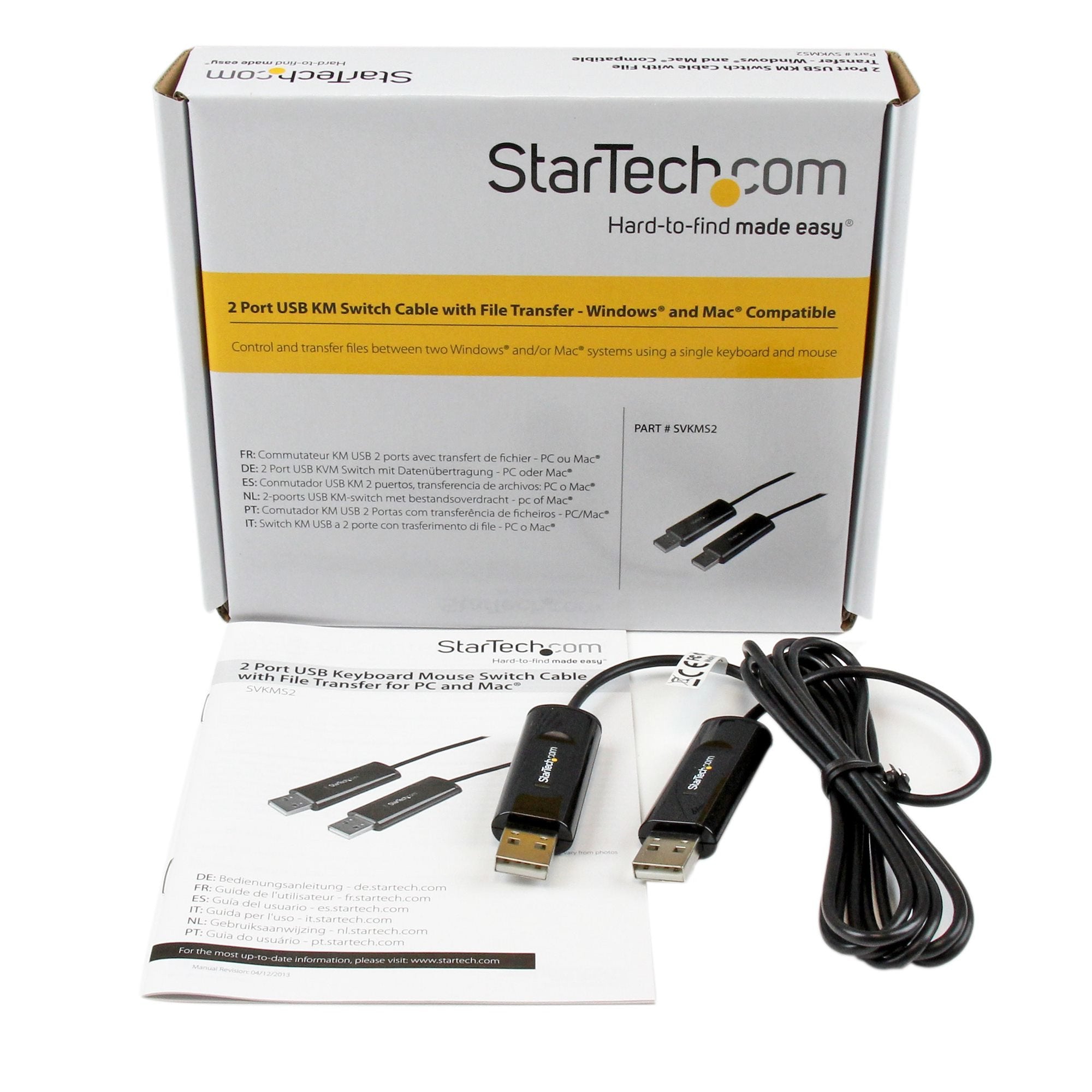 Startech.Com Cable Switch Conmutador Km Usb De 2 Puertos Con Transferencia De Datos Archivos Para Mac O Pc