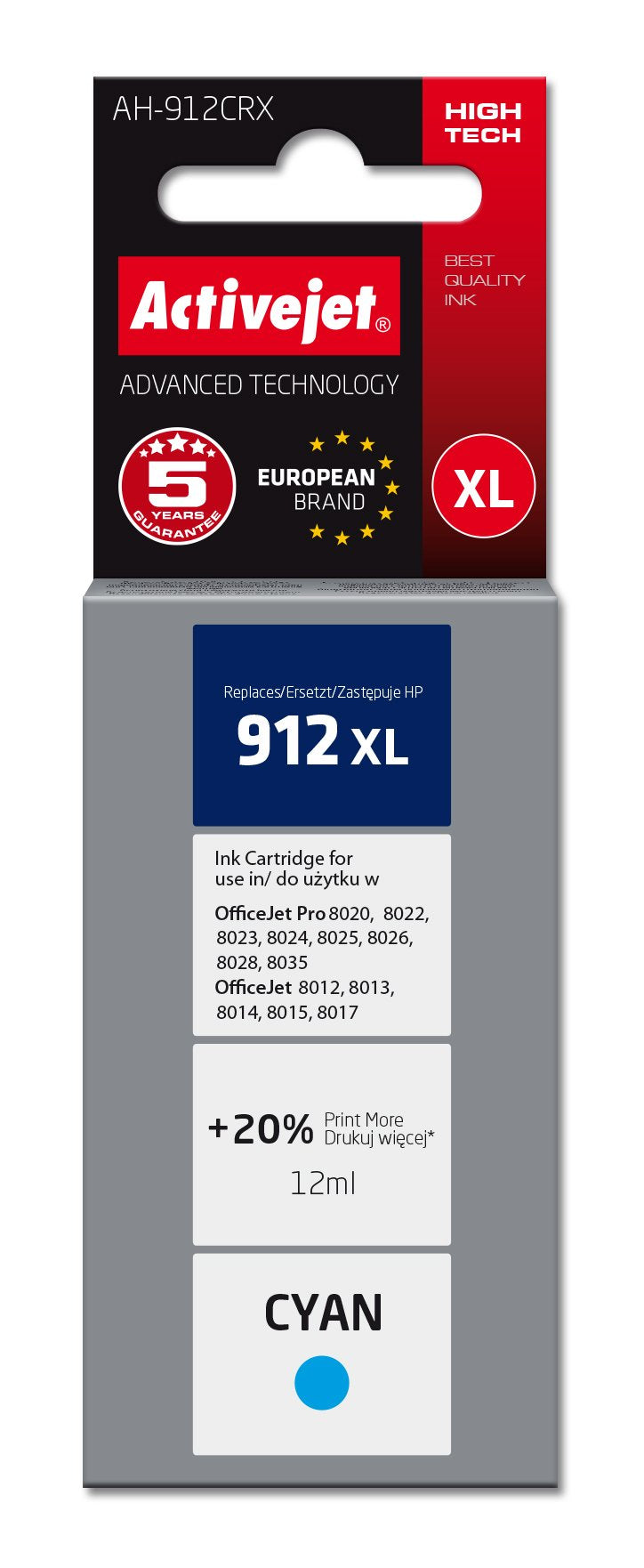 EAN 5901443119647 - Activejet Tusz AH-912CRX (zamiennik HP 912XL 3YL81AE; Premium; 990 stron; niebieski) cartucho de tinta 1 imagen 1