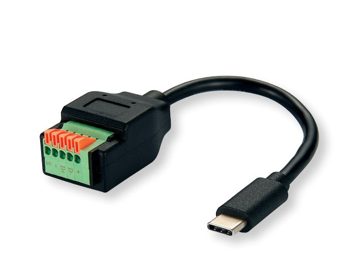 Roline Cableadapter Usb-Typ-C Stecker Zu 5-Pin-Klemmleiste, (Drucktasten), 15 Cm