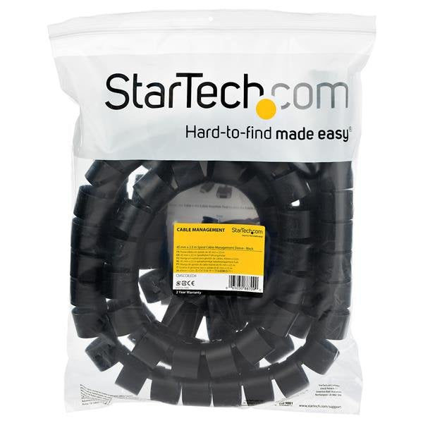 Startech.Manga De 2,5m En Espiral Para Gestión De Cableado Con Diámetro De 45mm Negro