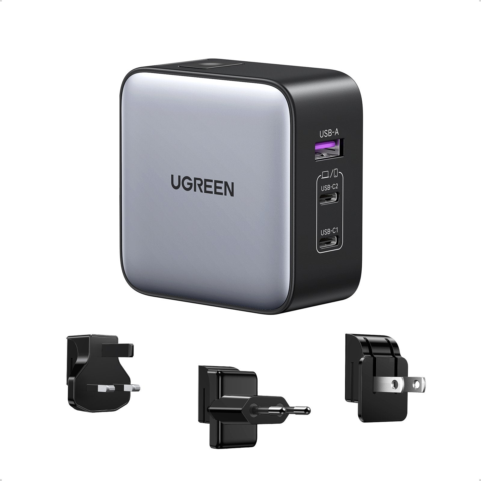 EAN 6957303894093 - Ugreen 65W Nexode GaN Auriculares, Teléfono móvil, Portátil, Reloj inteligente, Tableta Gris USB Carga rá imagen 2