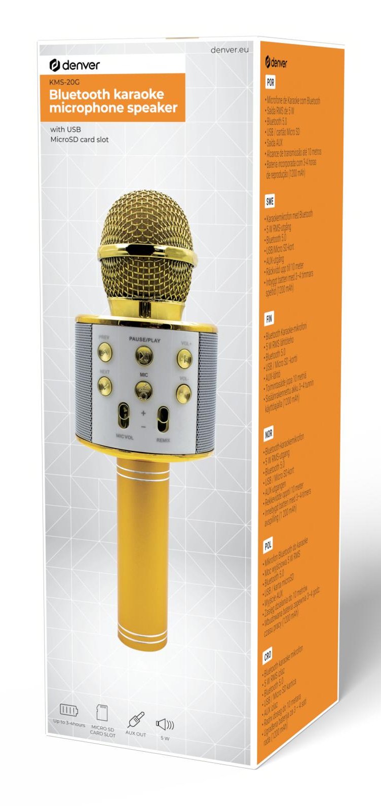 EAN 5706751068423 - Denver KMS-20GOMK2 micrófono Oro Micrófono para karaoke imagen 6