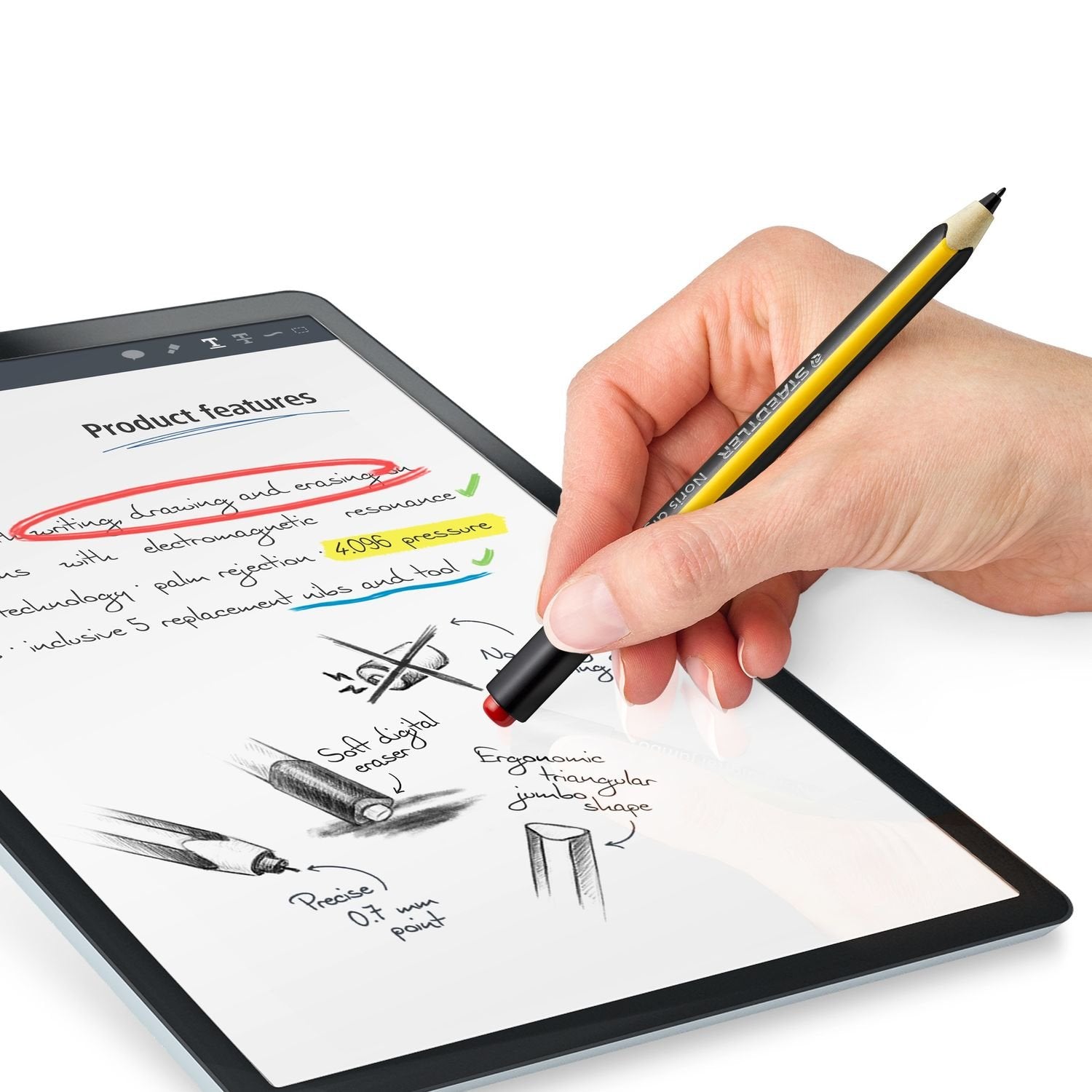 Staedtler Noris Digital Jumbo Pack De Lapiz Digital + 5 Puntas De Recambio - Superficie Antideslizante - No Necesita Carga