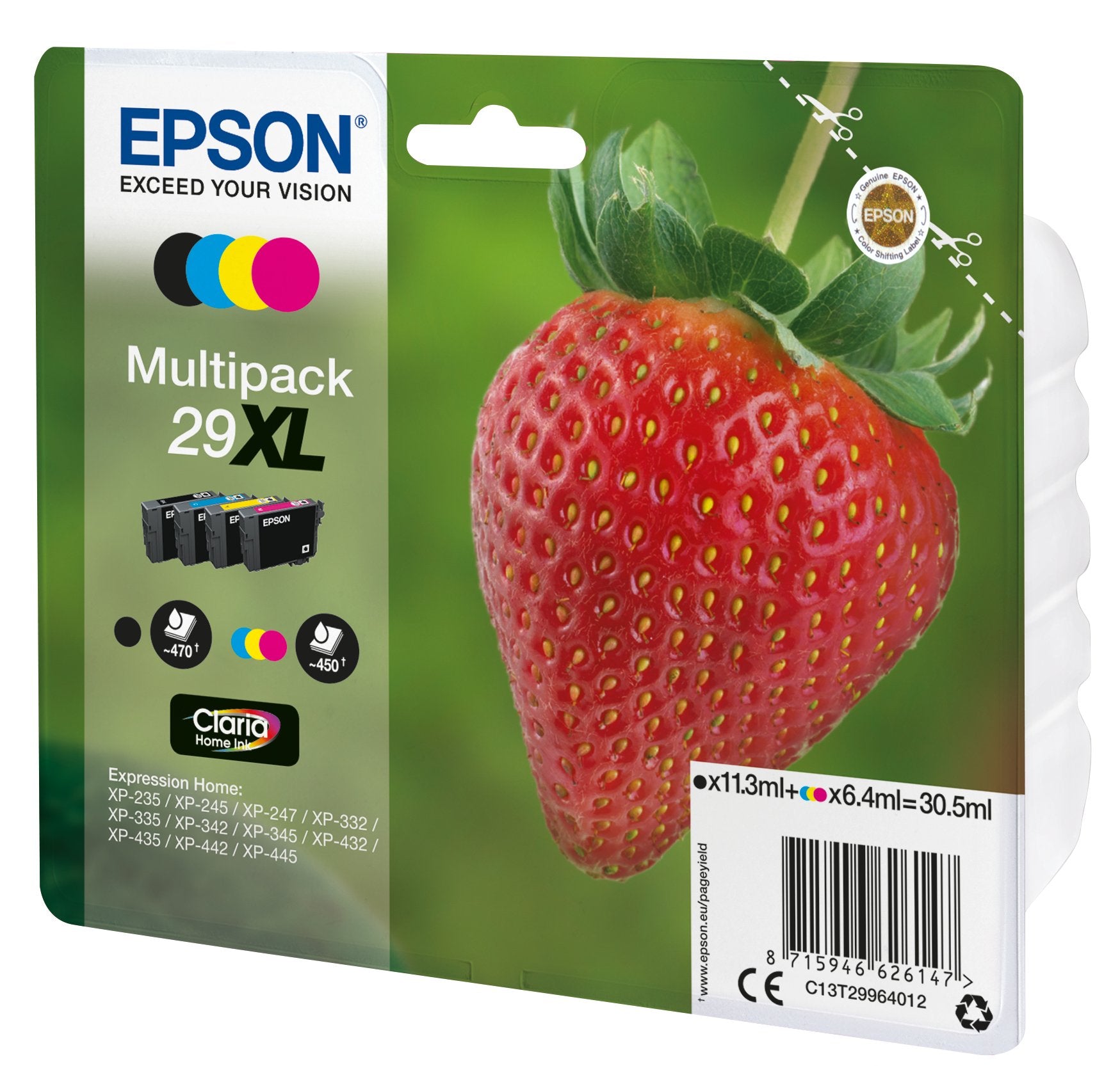 EAN 8715946626154 - Epson Strawberry C13T29964022 cartucho de tinta 1 pieza(s) Original Negro, Cian, Magenta, Amarillo imagen 1