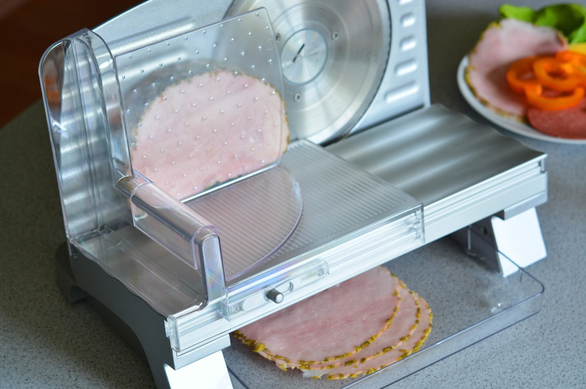 EAN 5901750503450 - Blaupunkt FMS501 rebanadora Eléctrico 160 W Negro, Acero inoxidable, Transparente Aluminio imagen 3