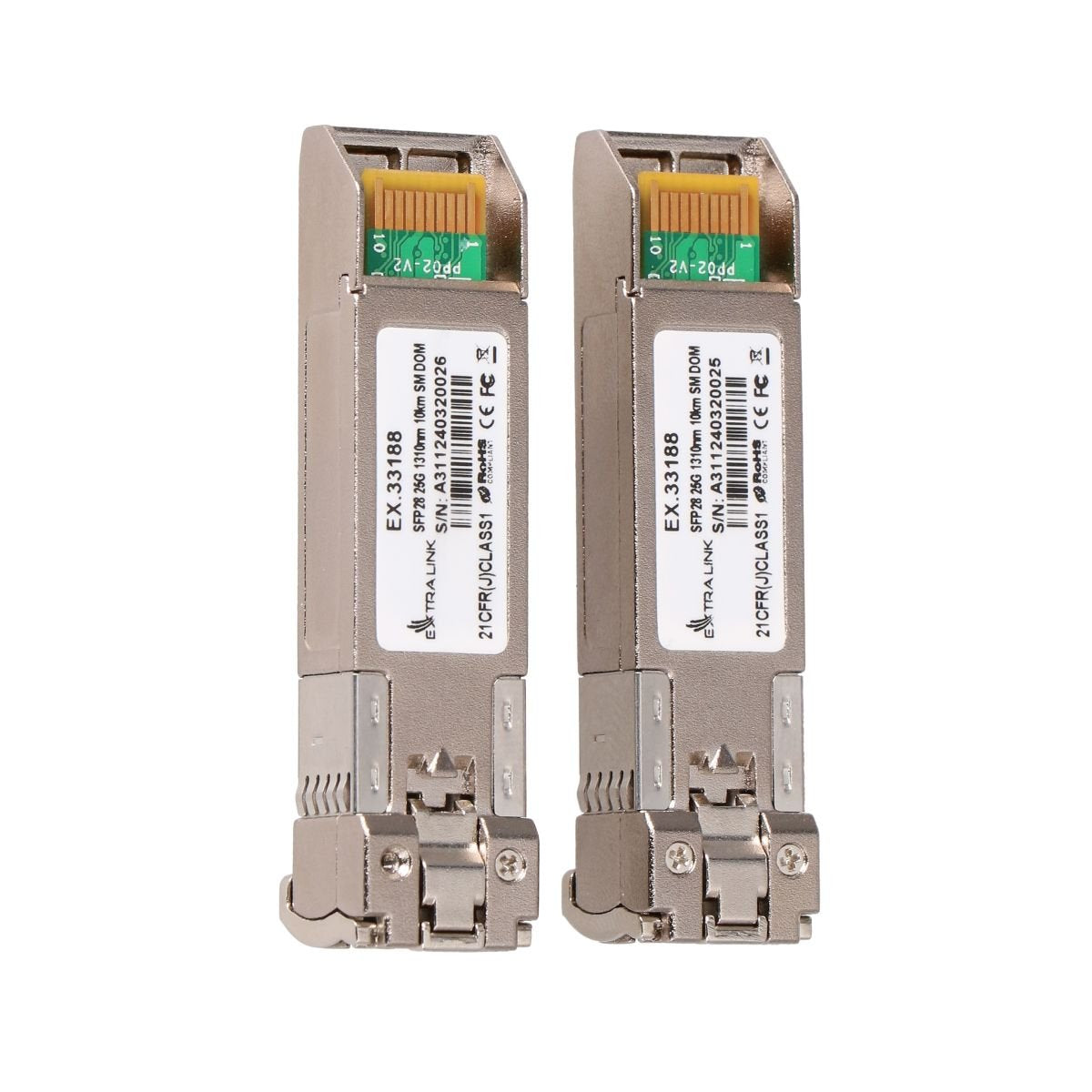 EAN 5906168633188 - Extralink SFP28 25G 2-Pack | SFP28 Module | 25Gbps, LC/UPC Duplex, 1310nm, 10km, single mode, DOM red mod imagen 2