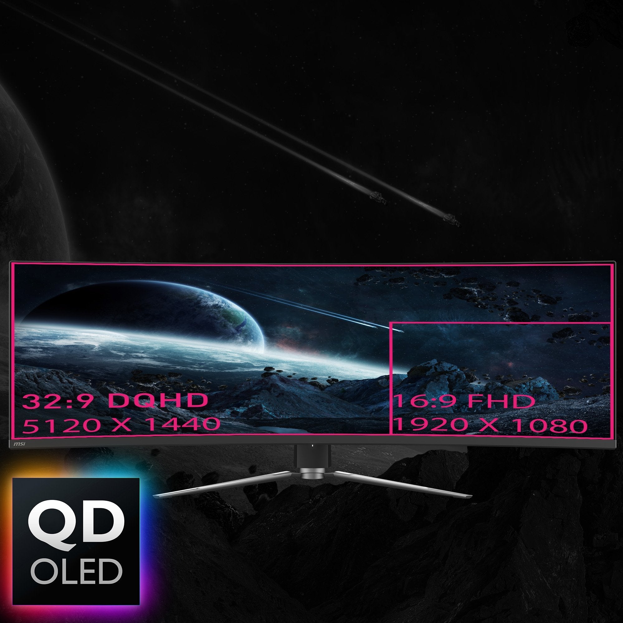 Msi Mpg 491cqpde Qd-Oled, Monitor Gaming 124,5 Cm (49 Pulgadas), Negro, Dqhd, Qd-Oled, Curvo, Sincronización Adaptativa, Panel De 144hz 9s6-3fa84t-035