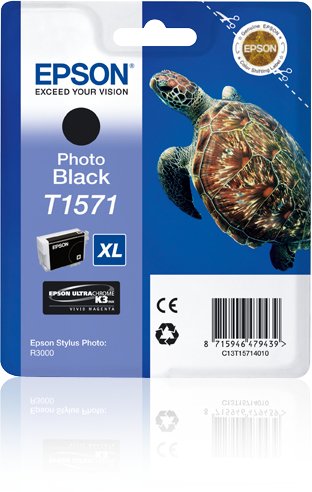Tinta Original Epson T1571 25.9 Ml Photo Negro Original Blister Para Stylus Photo R3000