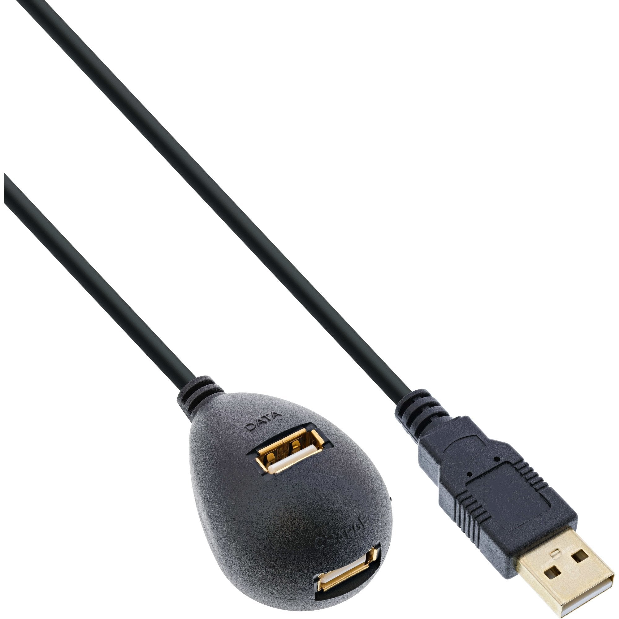Cable Inline Usb 2.0 Tipo A Macho A Hembra Con Base Negro 2m