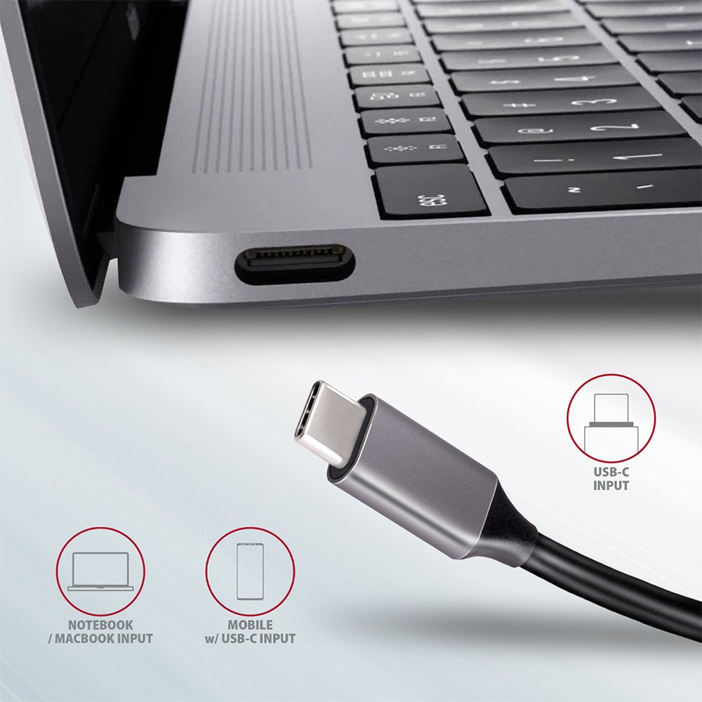 Axagon Hmc-5 Usb-C-Hub, 2x Usb-A, Hdmi, 2x Usb-C 3.2 Gen 1, 1x Sd, 1x Microsd, Plata