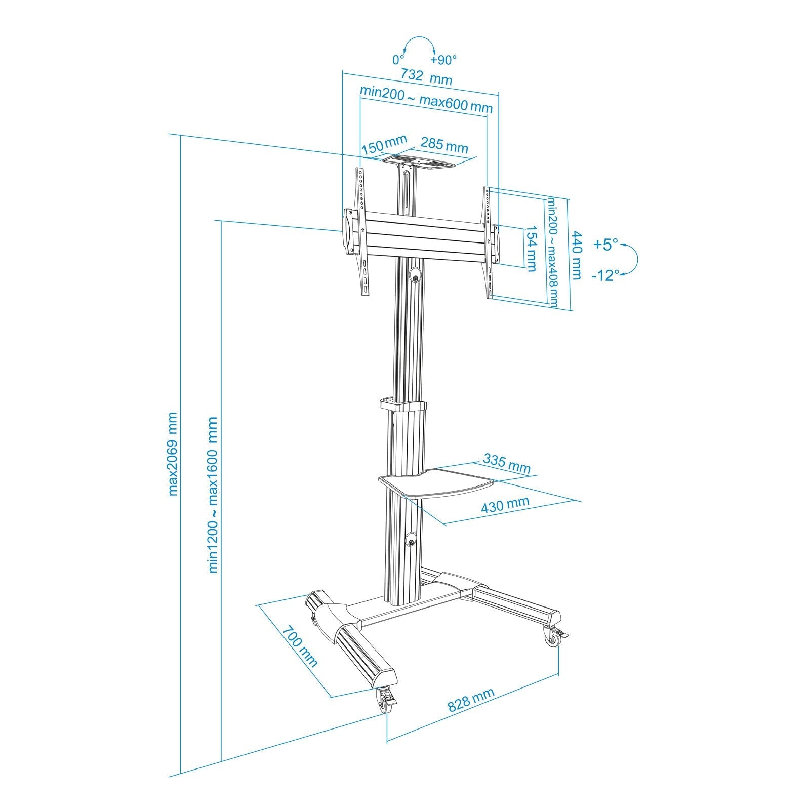 EAN 8433281007444 - TooQ FS1870M-B soporte para pantalla de señalización 94 cm (37") Negro, Plata imagen 11