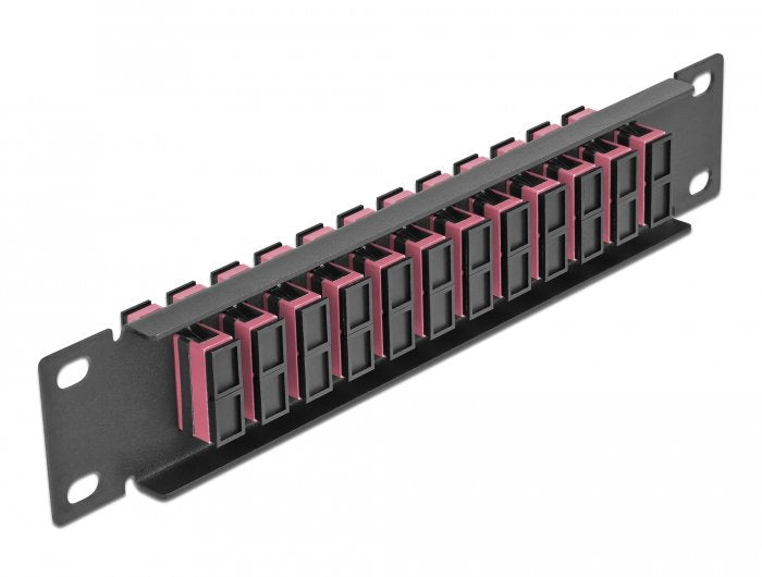 Delock 66775 Panel De Conexión De Fibra Óptica De 10" De 12 Puertos Sc Duplex Violeta 1u Negro