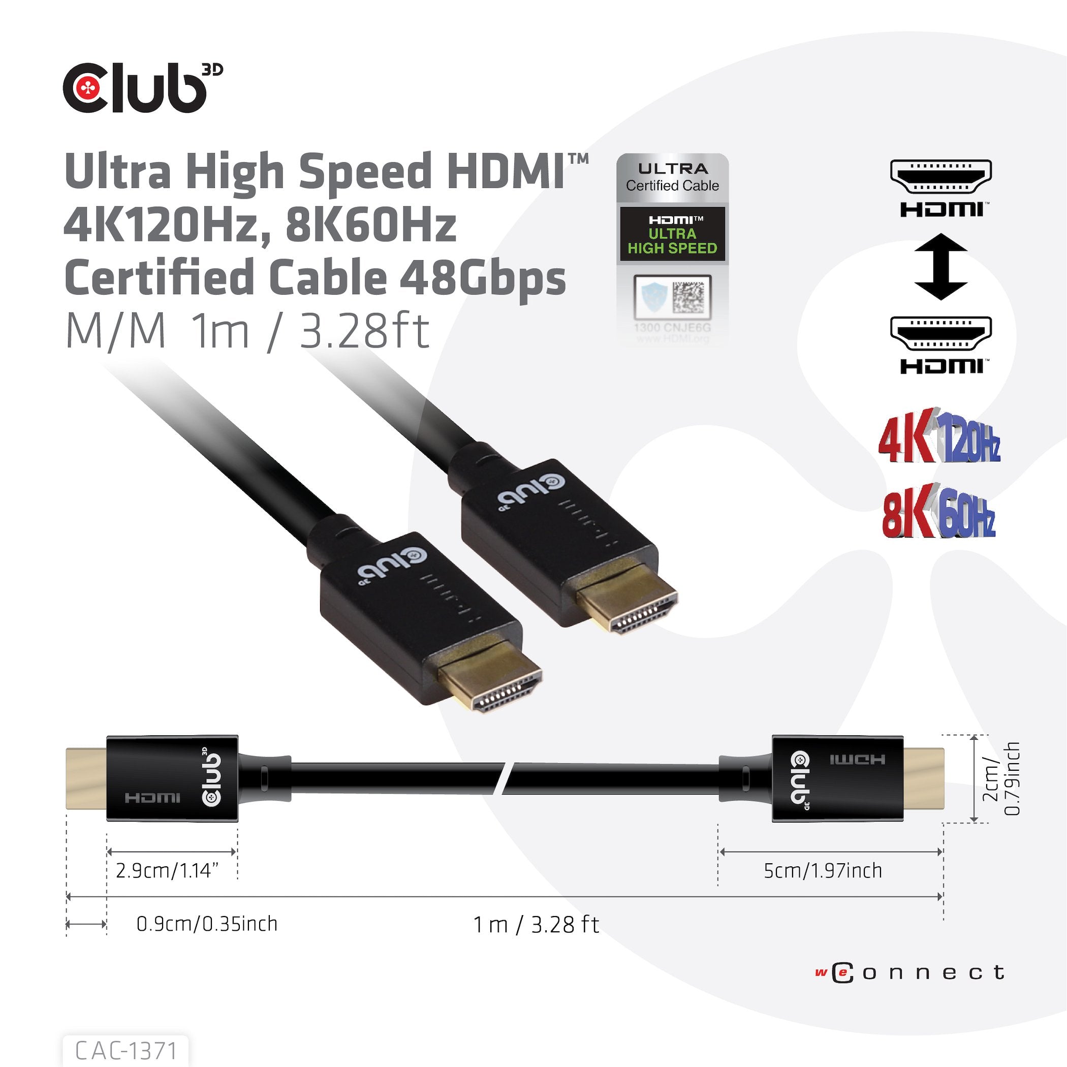 Cable Hdmi Ultra High Speed 10k 120hz 48gbps 1m.