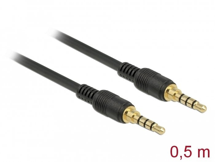 Delock Klinkencable 3.5mm 4pin M > M 0.5m Negro
