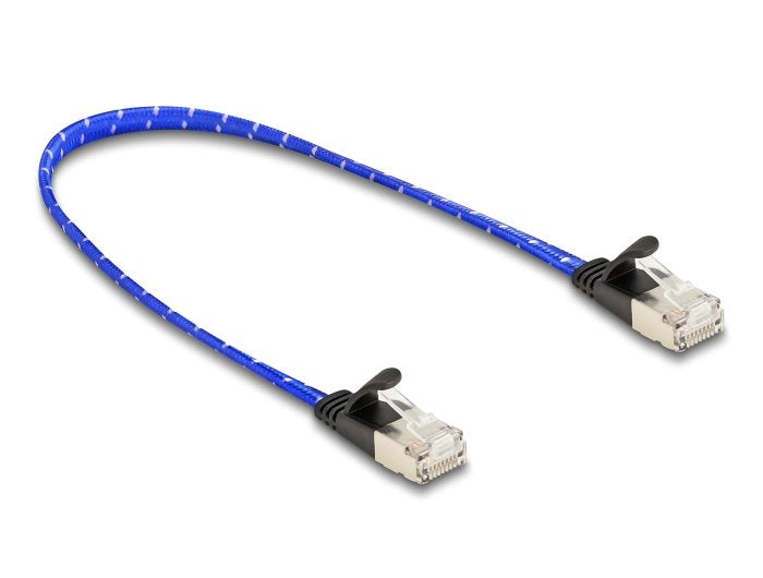 Delock Rj45 Cable De Red Plano Trenzado Cat.6a U/Ftp 0,3 M Azul