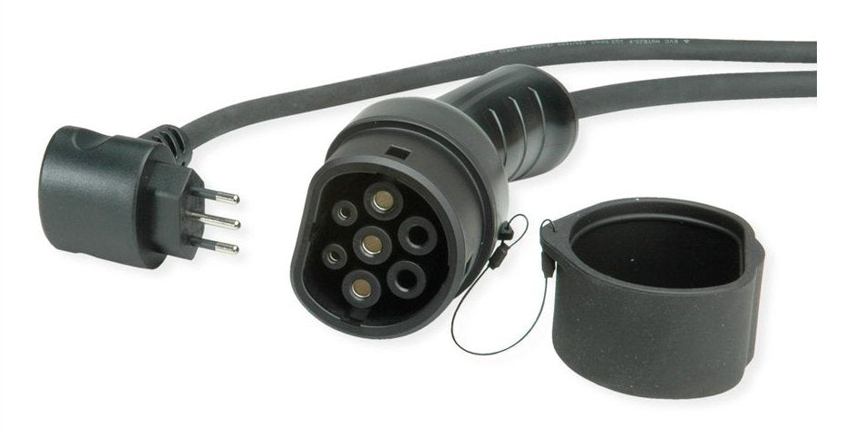 Roline Tragbares E-Auto Ladegert, Cei23-50 (It, Typ-L) & Typ2 Stecker, 1-Phasig, Mode 2, 16 A, 3,6 Kw, 7,5 M