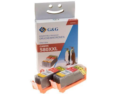 G&G Xxl-Cartuchon 2er Set Compatible Con Canon Pgi-580bk Xxl