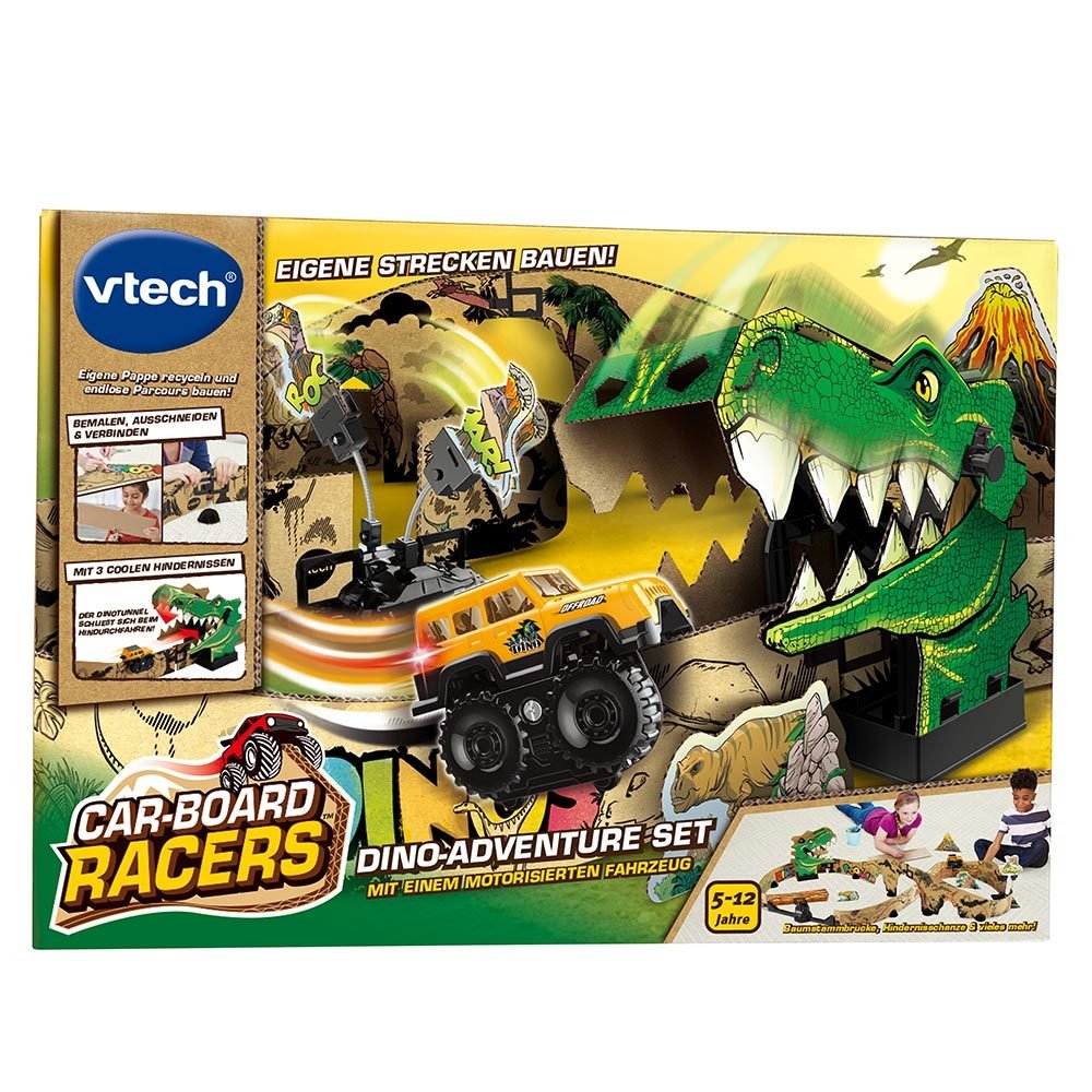 Vtech Car Board Racers-Dino Adventure Set, Ferrocarril 80-563304