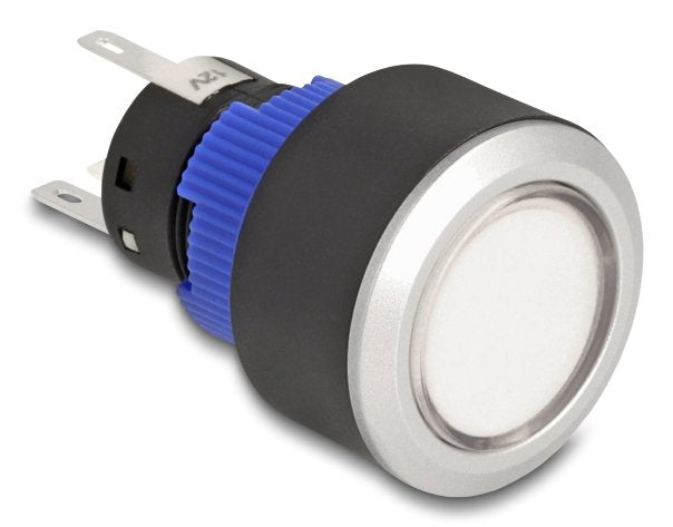 Drucktaster Zum Einbau 22 Mm 5 X Lötanschluss Taster Flach Kunststoff Led Weiss