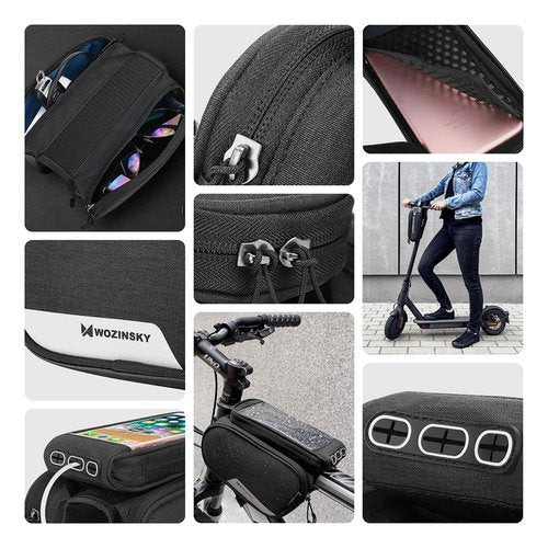 Wozinsky Wbb7bk Bolsa De Bicicleta Para Cuadro + Funda De Teléfono Desmontable Negro