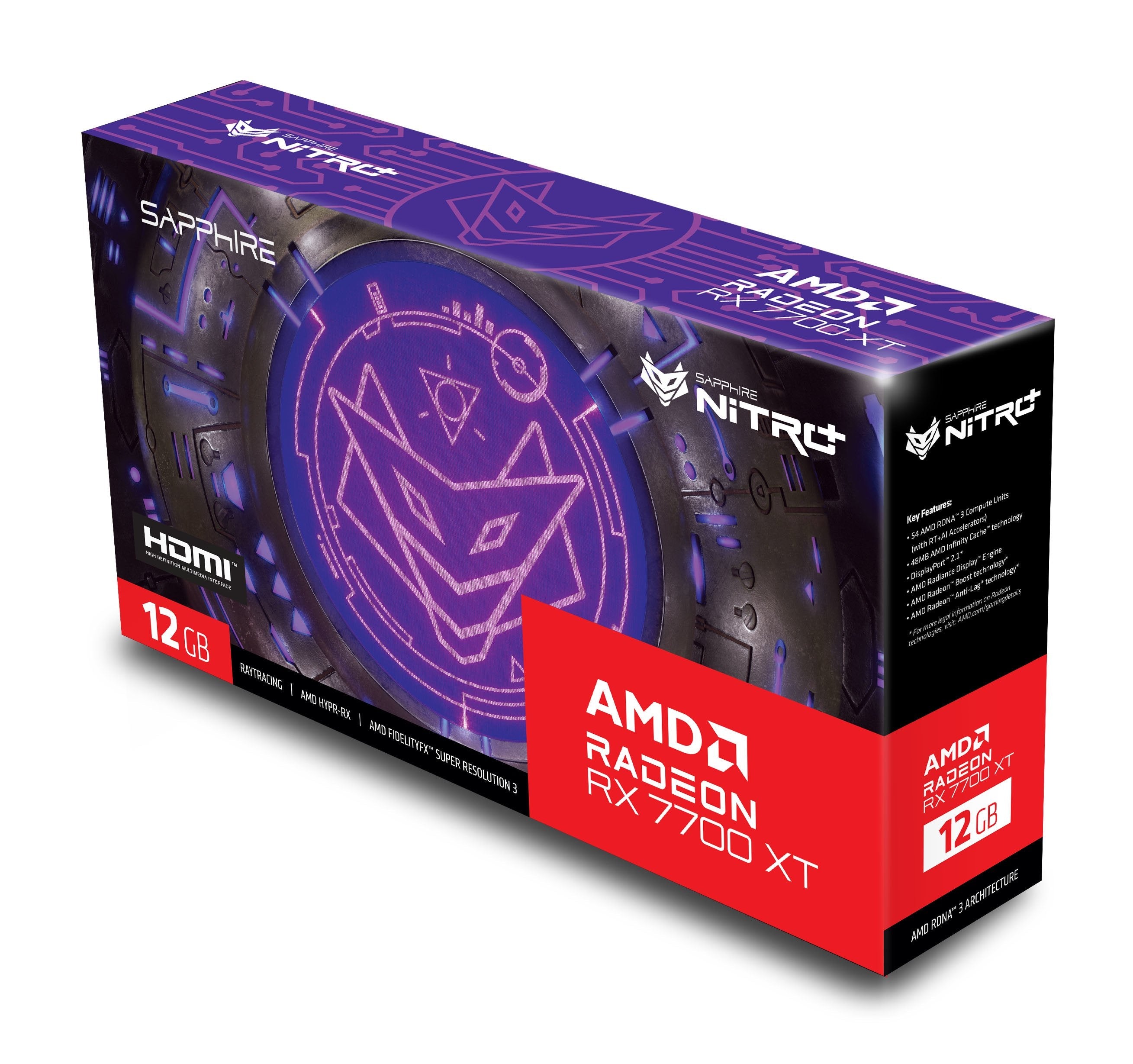 Sapphire Nitro+ Rx7700 Xt Pcie4 12gb Ddr6 2 Hdmi 2 Dp 2599mhz Clock Rgb