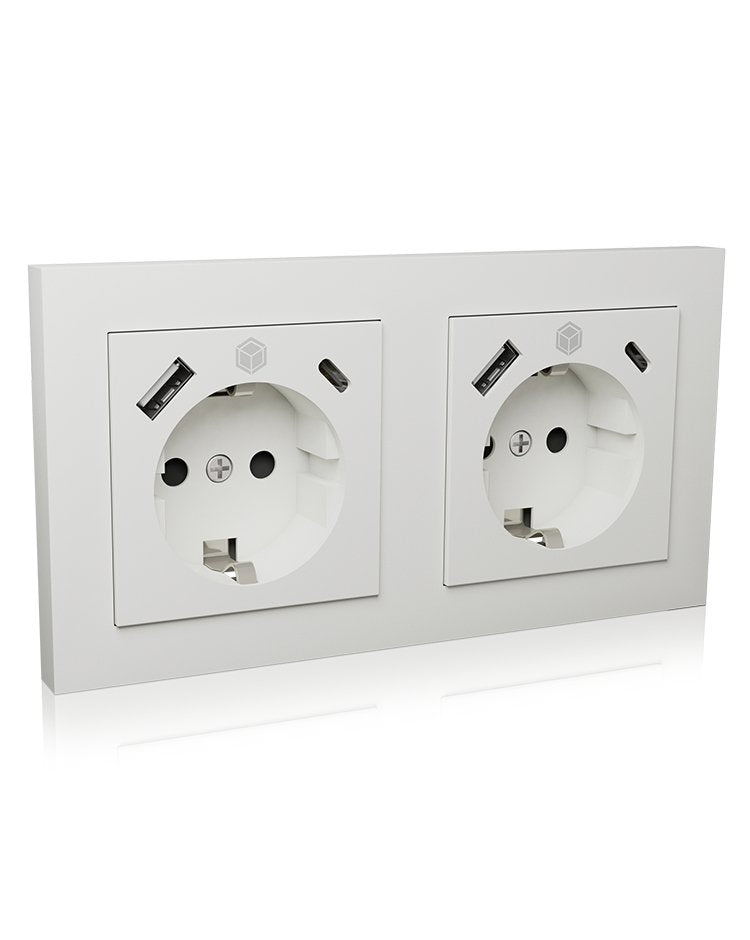 Juego De Enchufes Empotrables Icy Box Ib-Mps4200w-Pd, Con Función De Carga Usb Pd, Blanco, 2 Piezas