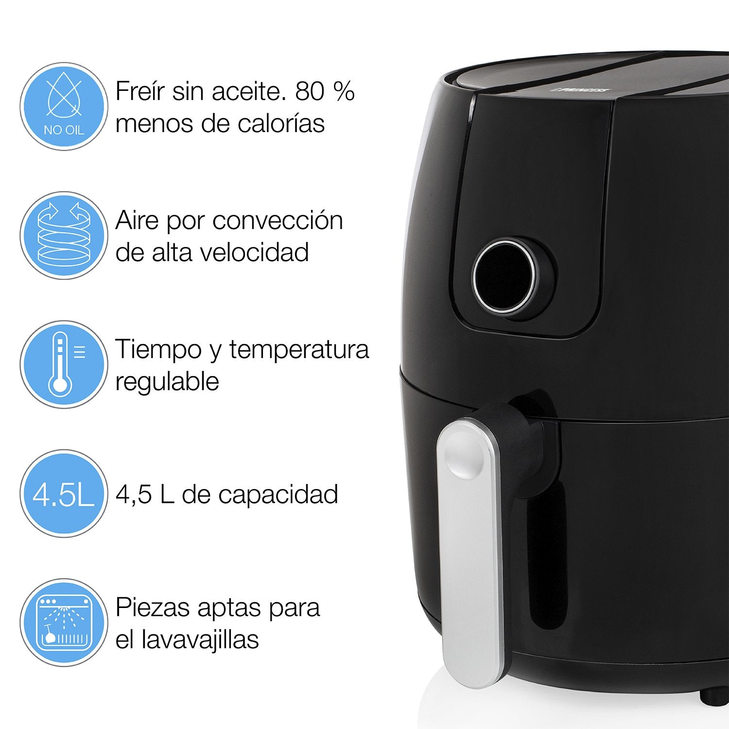 EAN 8713016076182 - Princess 182025 Sencillo 4,5 L Independiente 1500 W Freidora de aire caliente Negro imagen 49